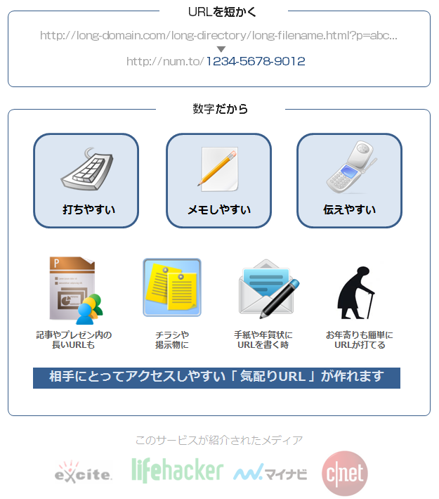 URL shortener with numbers 数字で短縮URL